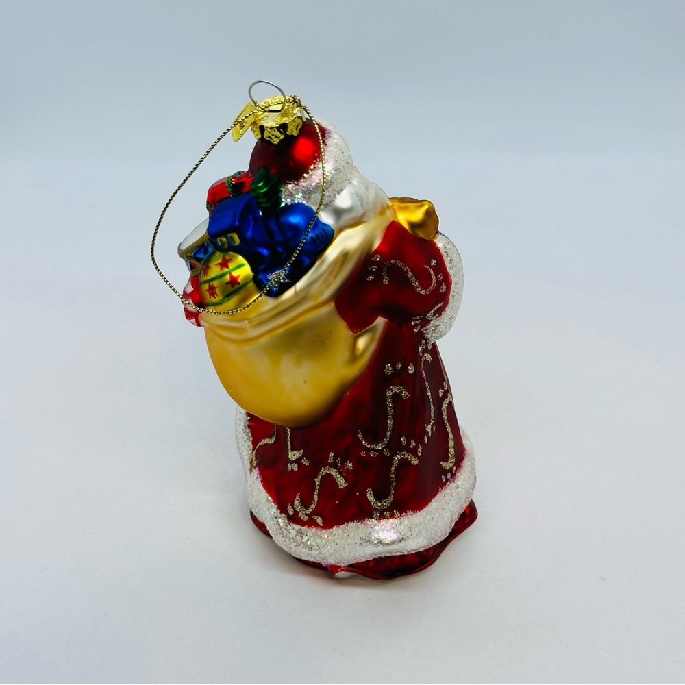 Vintage 2002 PartyLite Father Christmas Santa Claus Glass Ornament 6" Tall Bear - Picture 4 of 11